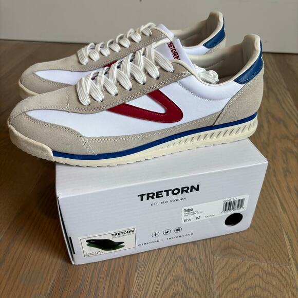 NWT Tretorn Rawlins 2.0 Sneakers Retro Red White Blue Women’s Size 8.5 - Picture 3 of 8
